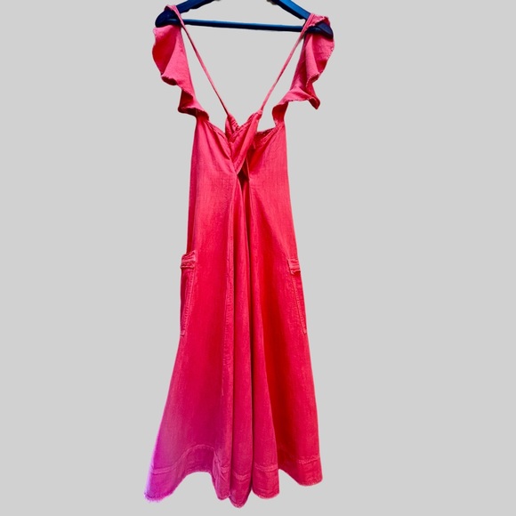 NWT 🆕 Anthropologie Pilcro XSP Flutter Sleeve Midi Dress - Redish Orange - Picture 6 of 12